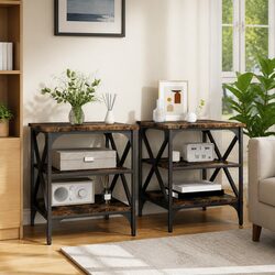 Brown Industrial Side Tables - Set of 2