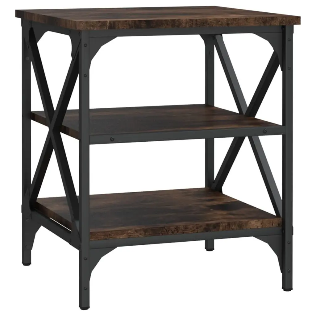 End Tables 2 pcs Brown Industrial Side Table Engineered Wood Storage Furniture