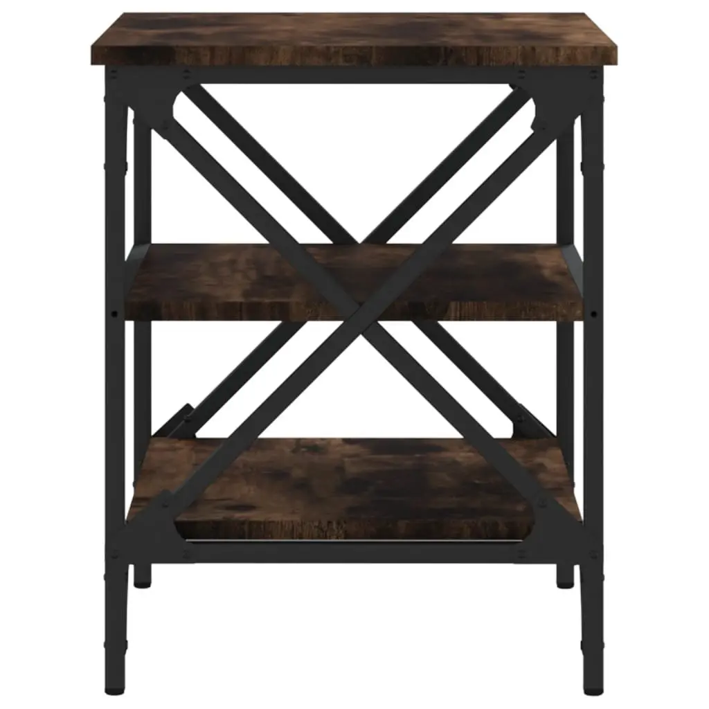 End Tables 2 pcs Brown Industrial Side Table Engineered Wood Storage Furniture