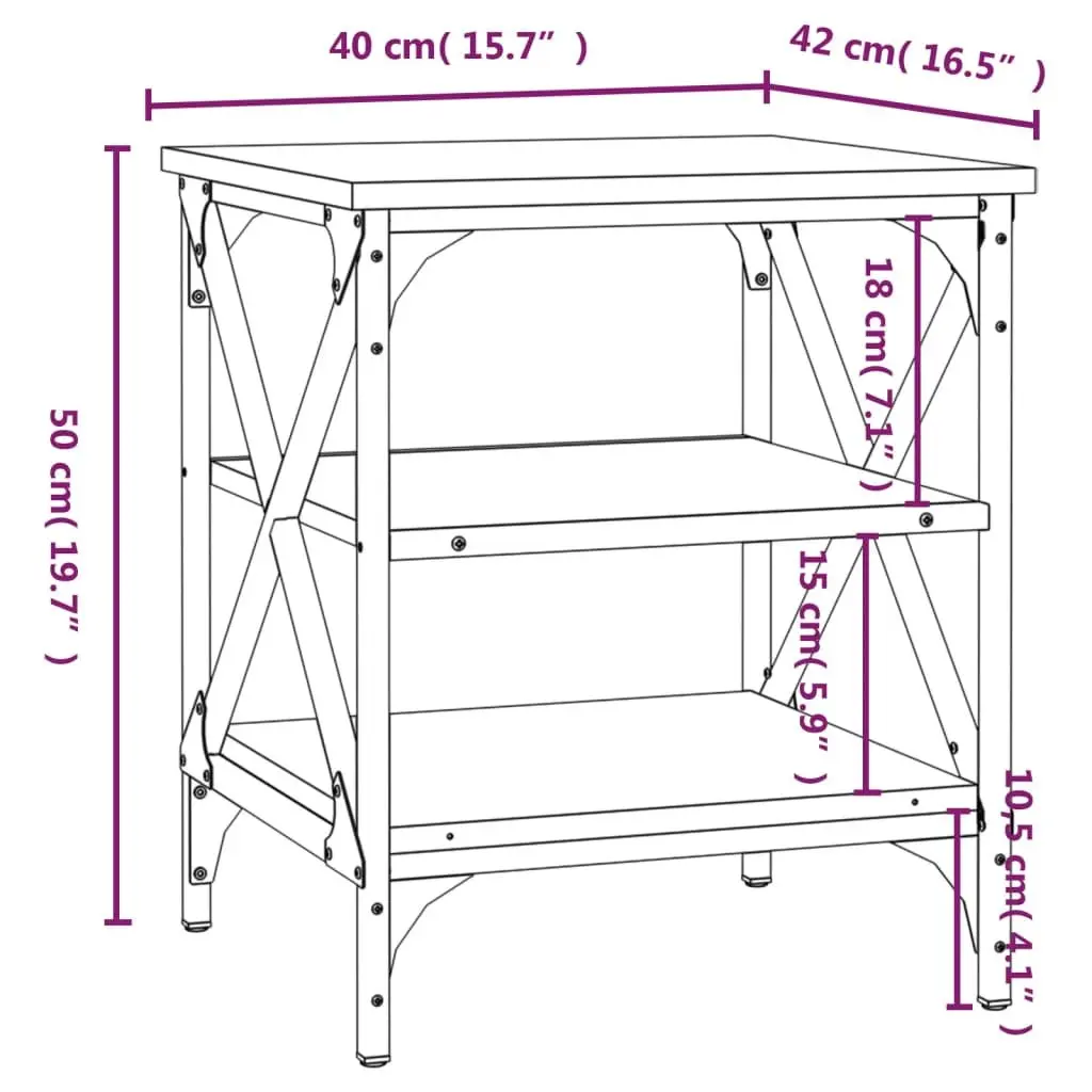 End Tables 2 pcs Brown Industrial Side Table Engineered Wood Storage Furniture