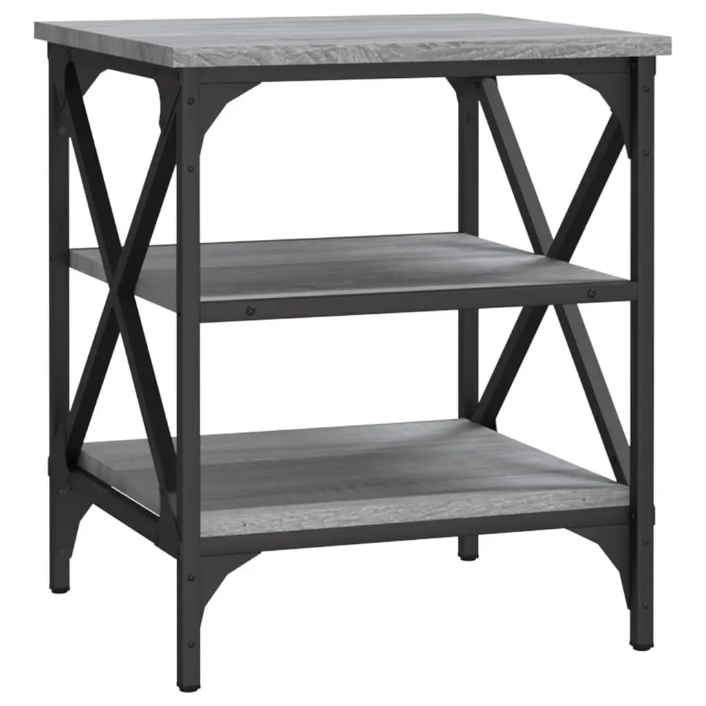 End Tables 2 pcs Grey Engineered Wood Side Table Storage Accent Furniture