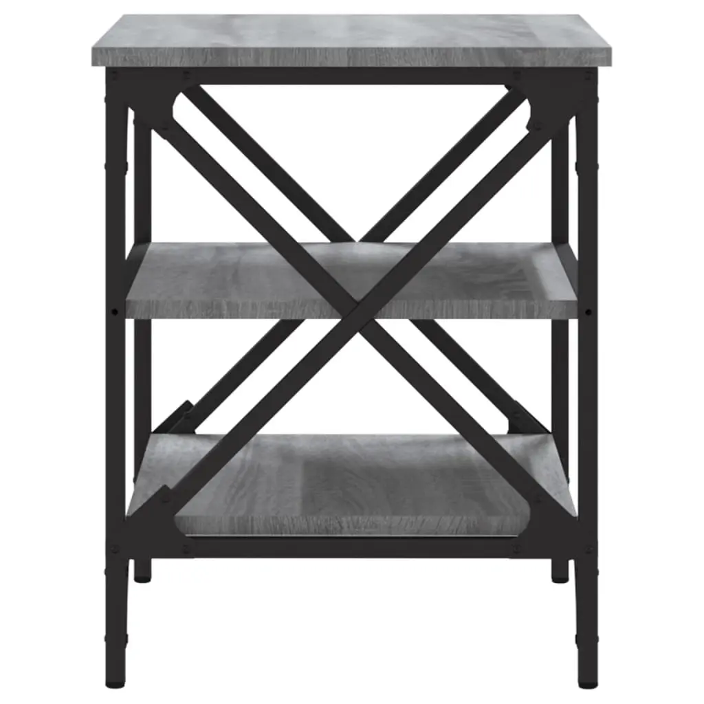 End Tables 2 pcs Grey Engineered Wood Side Table Storage Accent Furniture