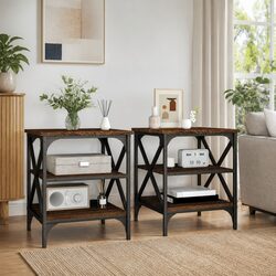 Set of 2 Cozy Brown Side Tables for Living Rooms