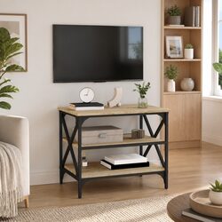 Brown Engineered Wood TV Cabinet with Industrial Design