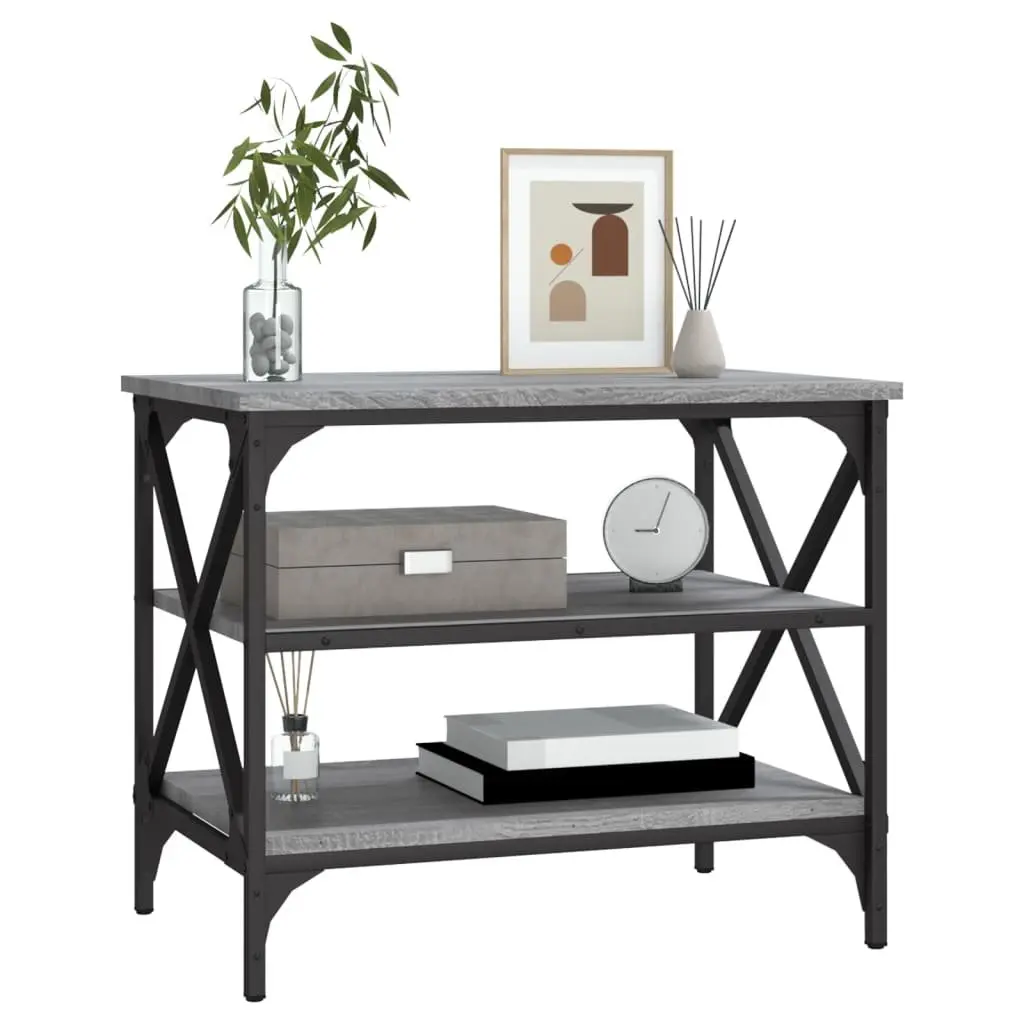 TV Cabinet Grey Sonoma 60x40x50cm Engineered Wood Iron Frame Media Storage End Table