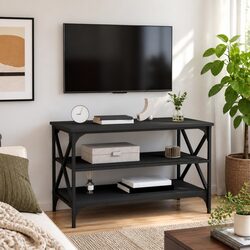 Industrial Style Black TV Cabinet for Living Rooms