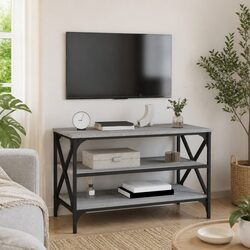 Grey Sonoma Engineered Wood TV Cabinet for Living Rooms
