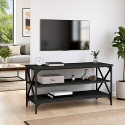 Industrial Style Black TV Cabinet for Living Room