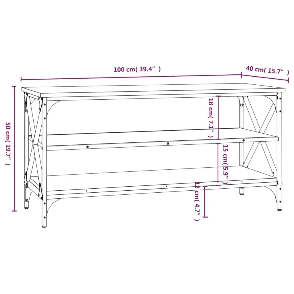 Industrial Style Black TV Cabinet for Living Room