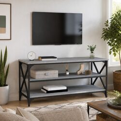 Industrial Style Grey TV Cabinet for Media Storage
