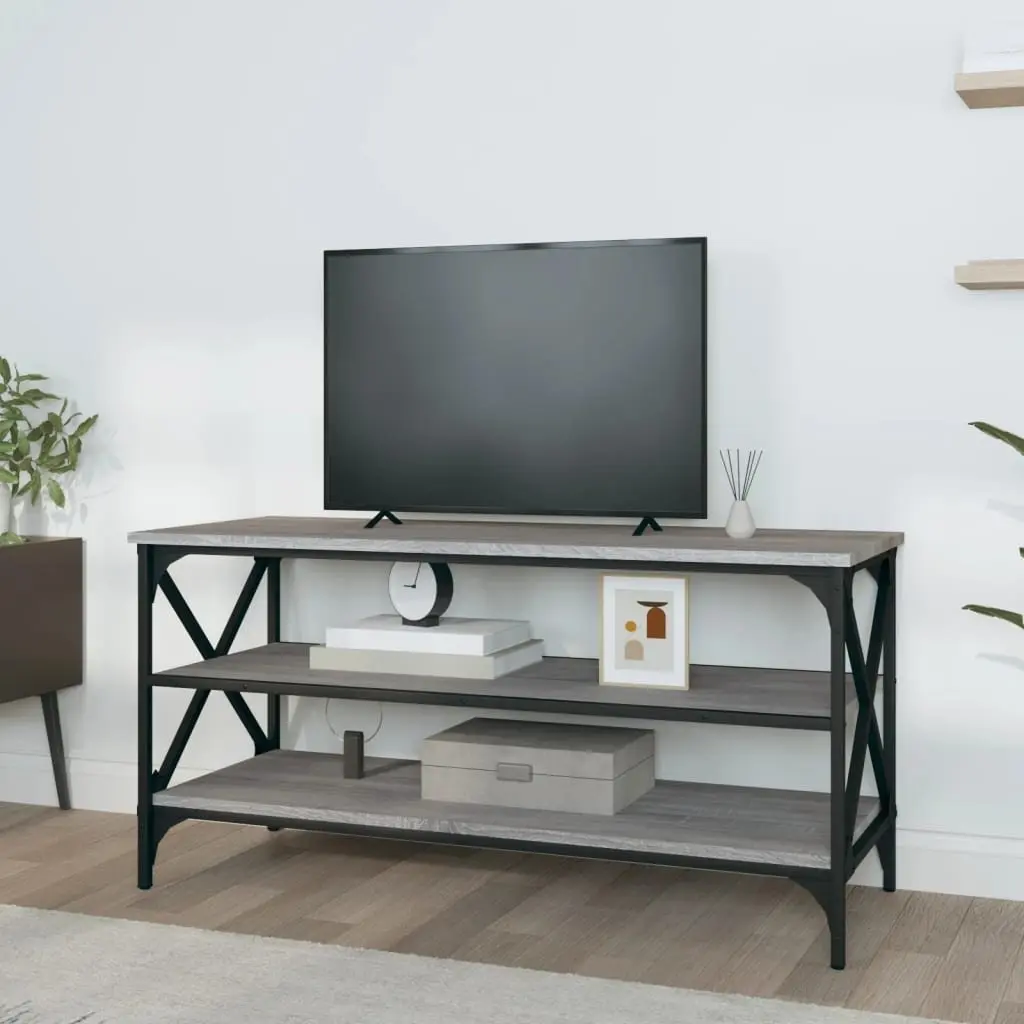 Industrial Style Grey TV Cabinet for Media Storage