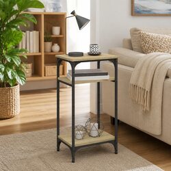 Brown Engineered Wood Side Table for Storage