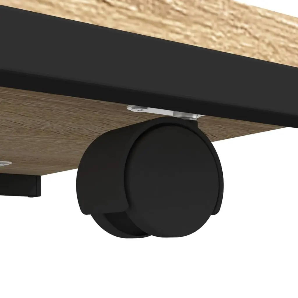 End Table C-Shape Brown Engineered Wood with Wheels Storage Accent Side Table
