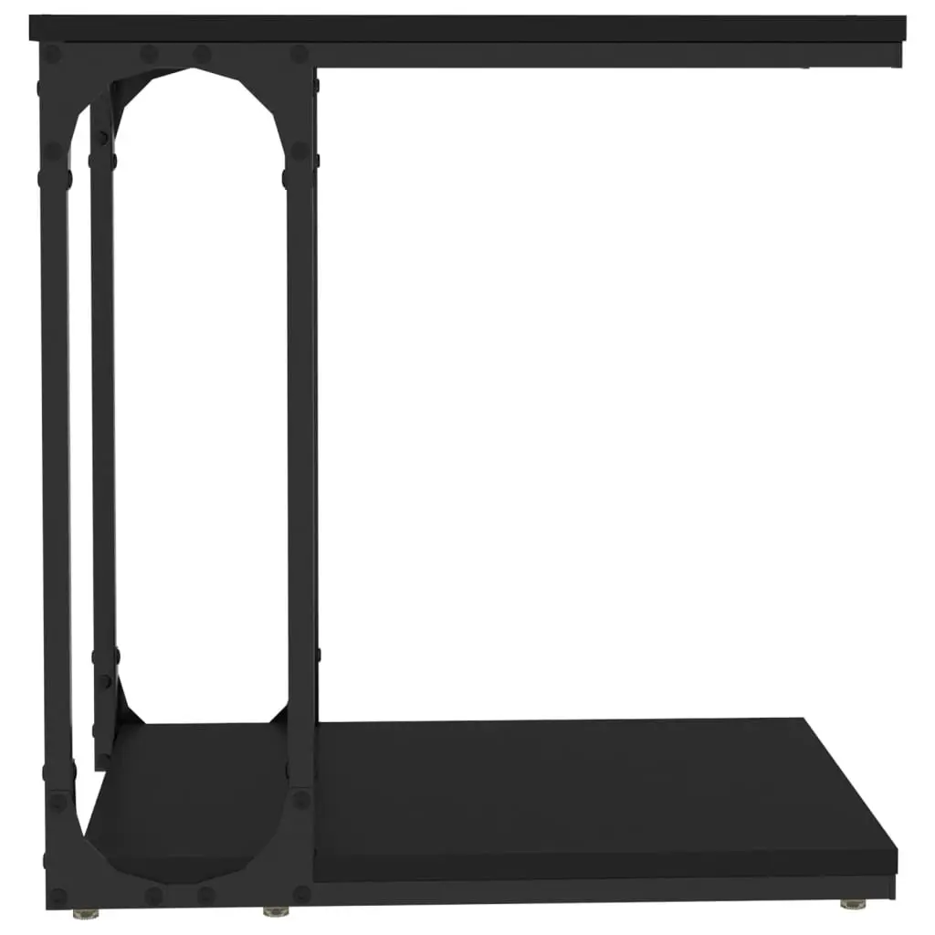 End Table C-Shape Black Engineered Wood Steel Frame