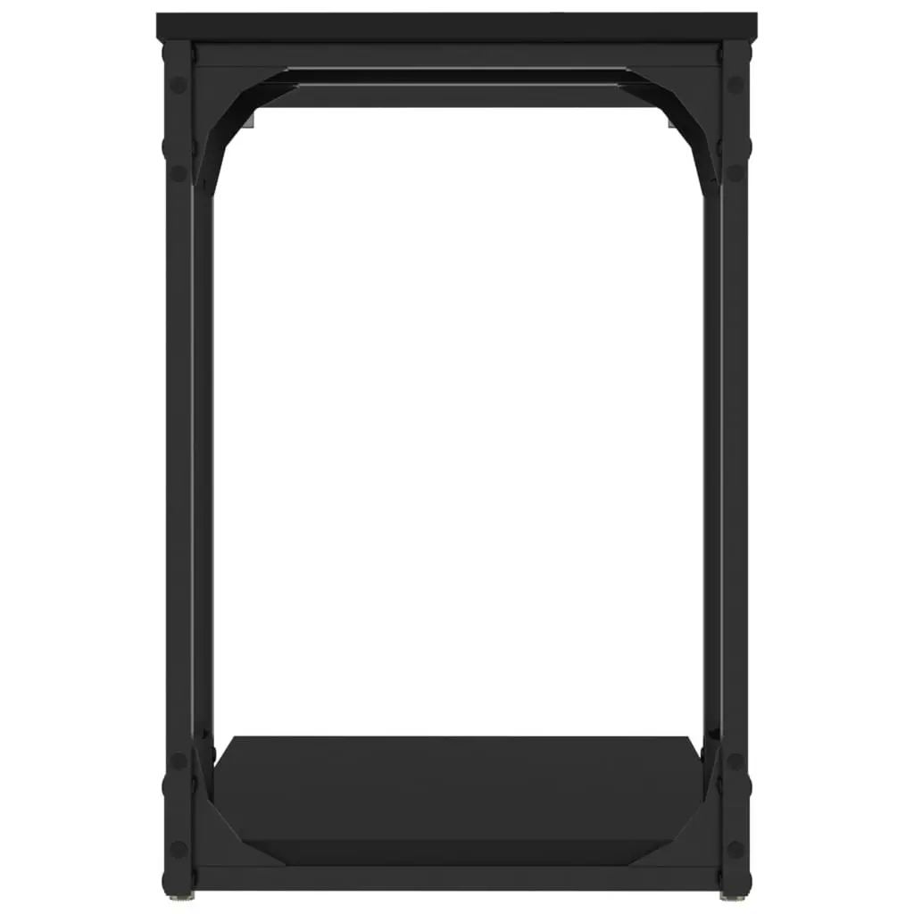 End Table C-Shape Black Engineered Wood Steel Frame