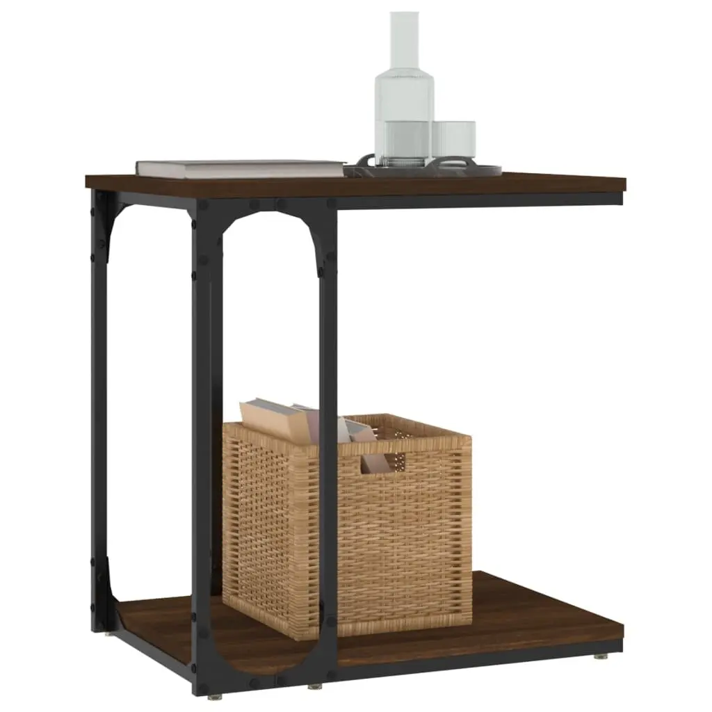 Side Table Brown Oak 50x35x52cm Engineered Wood Storage Furniture