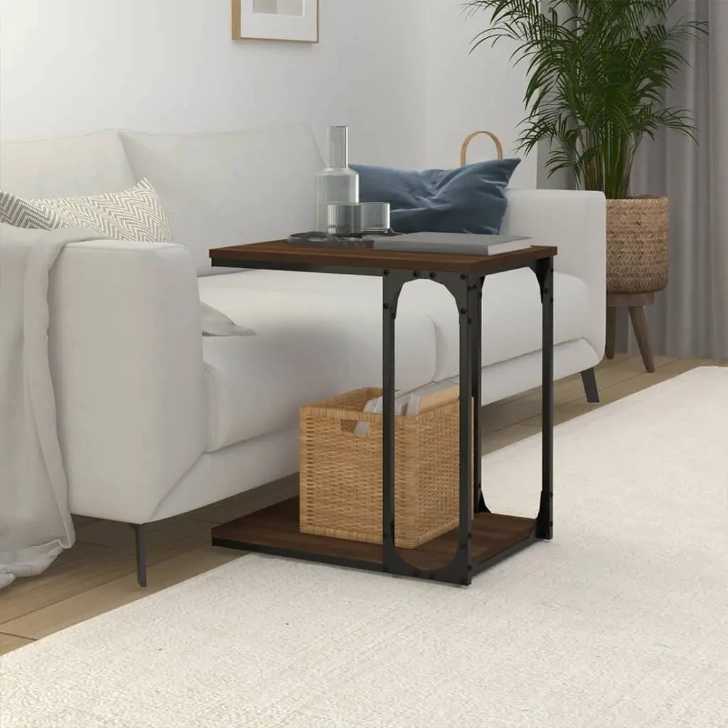 Side Table Brown Oak 50x35x52cm Engineered Wood Storage Furniture