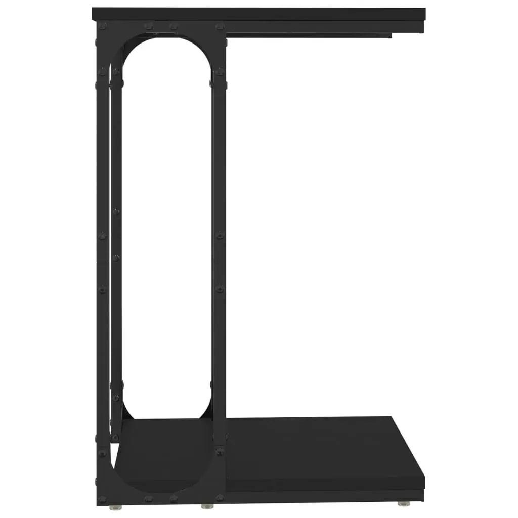 C-Shape Black End Table Engineered Wood Accent Table Living Room Storage