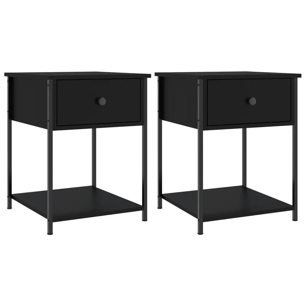 Black Bedside Table with Storage 44x45x58cm