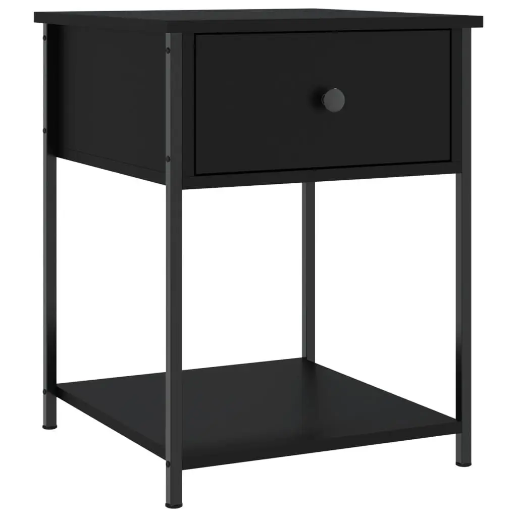 Black Bedside Table with Storage 44x45x58cm