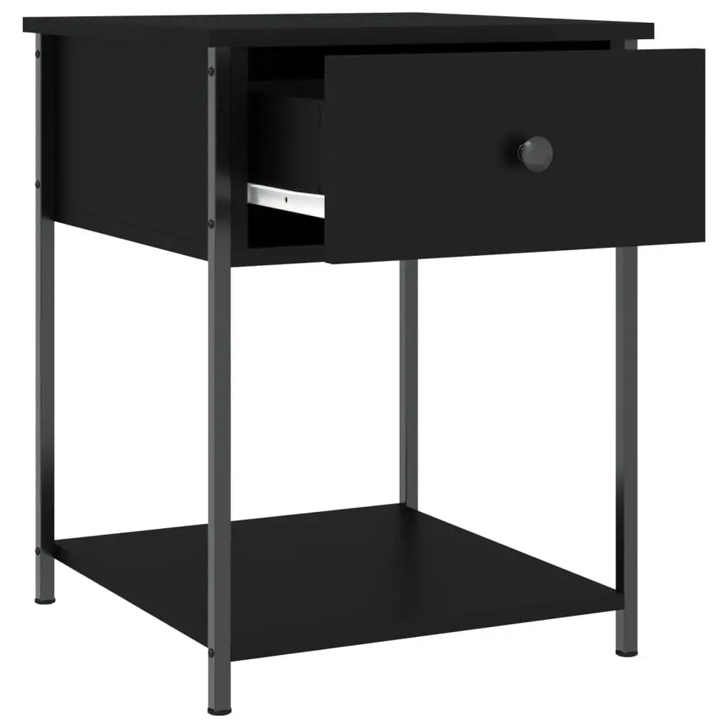 Black Bedside Table with Storage 44x45x58cm