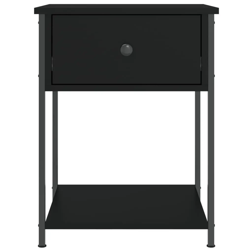 Black Bedside Table with Storage 44x45x58cm