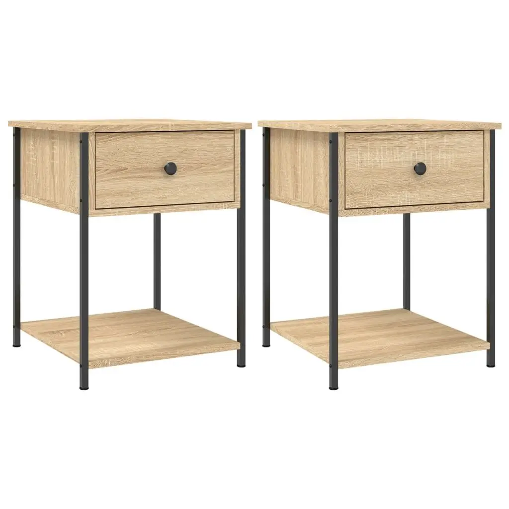 Bedside Tables 2 pcs Brown 44x45x58 cm Engineered Wood Side Cabinet Storage