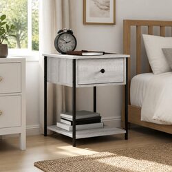 Grey Sonoma Bedside Table with Storage 44x45x58 cm