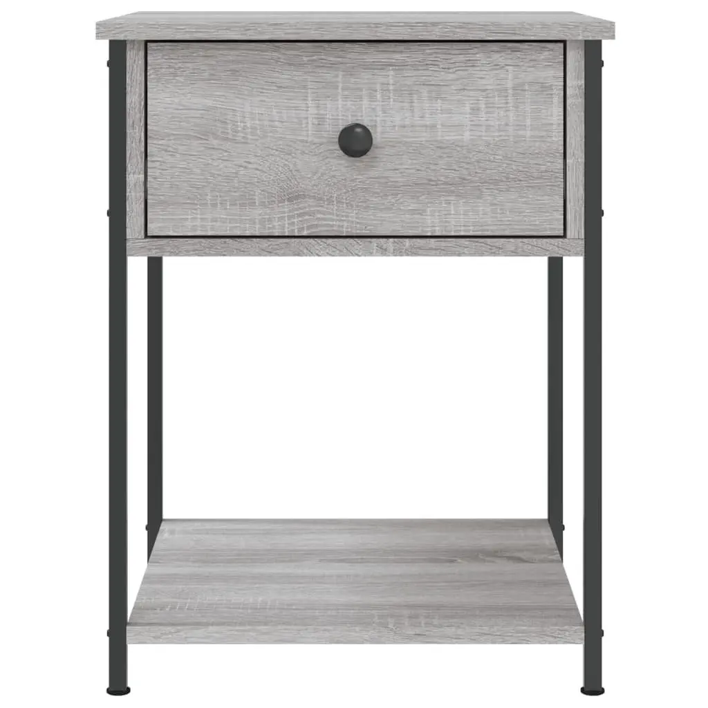 Bedside Table Grey Sonoma 44x45x58 cm Engineered Wood Metal Frame Storage Cabinet Nightstand