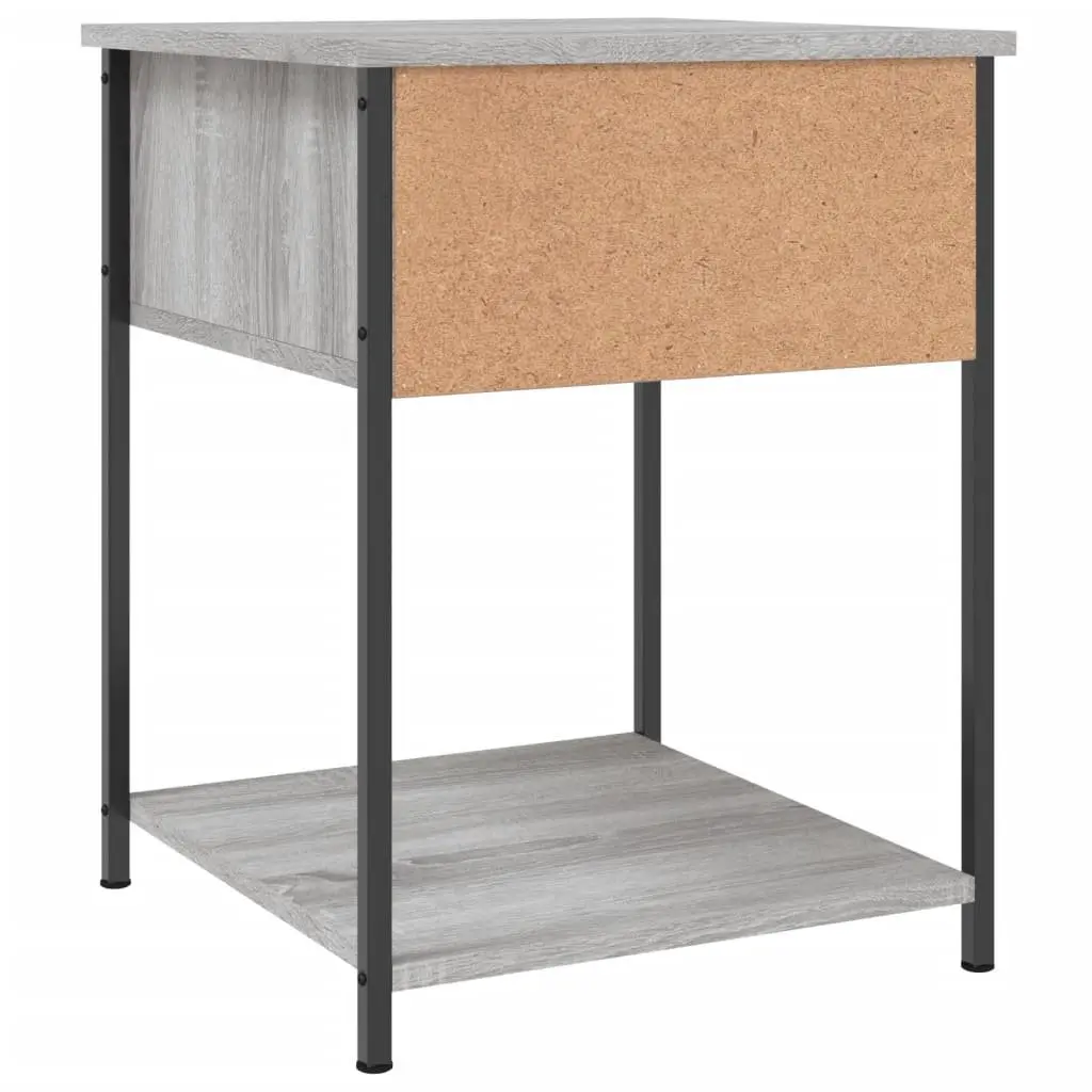 Bedside Table Grey Sonoma 44x45x58 cm Engineered Wood Metal Frame Storage Cabinet Nightstand