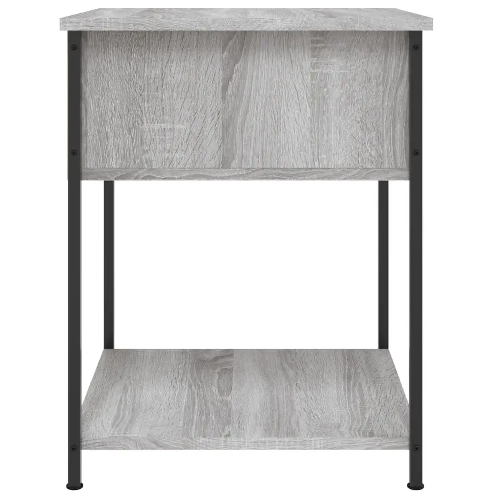 Bedside Table Grey Sonoma 44x45x58 cm Engineered Wood Metal Frame Storage Cabinet Nightstand