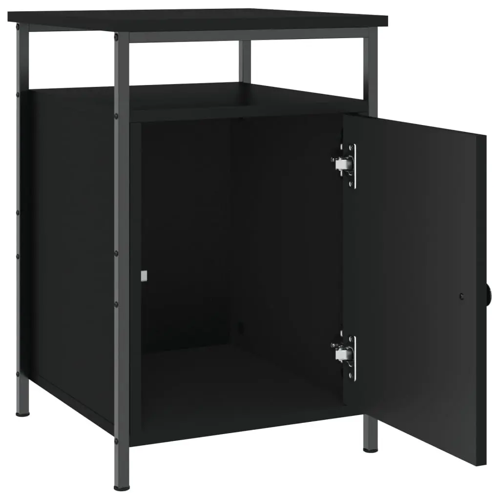Bedside Cabinet Black 40x42x60cm Storage Table Bedroom Furniture Compact Design