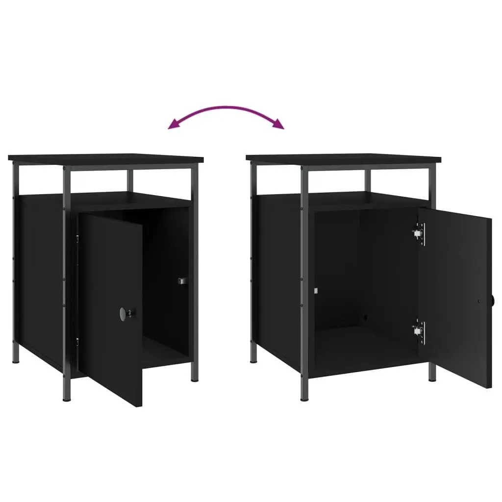 Bedside Cabinet Black 40x42x60cm Storage Table Bedroom Furniture Compact Design