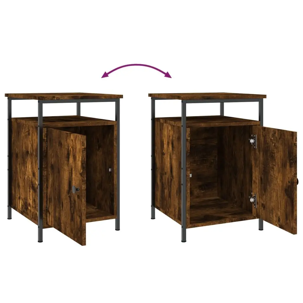Bedside Cabinets 2 pcs Brown Engineered Wood Storage Bedroom Nightstand Tables