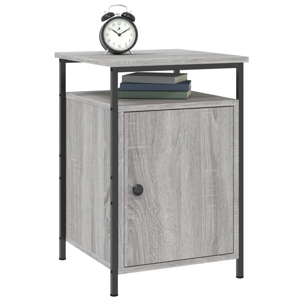 Bedside Cabinets 2 pcs Grey Sonoma Engineered Wood Storage Side Table Bedroom