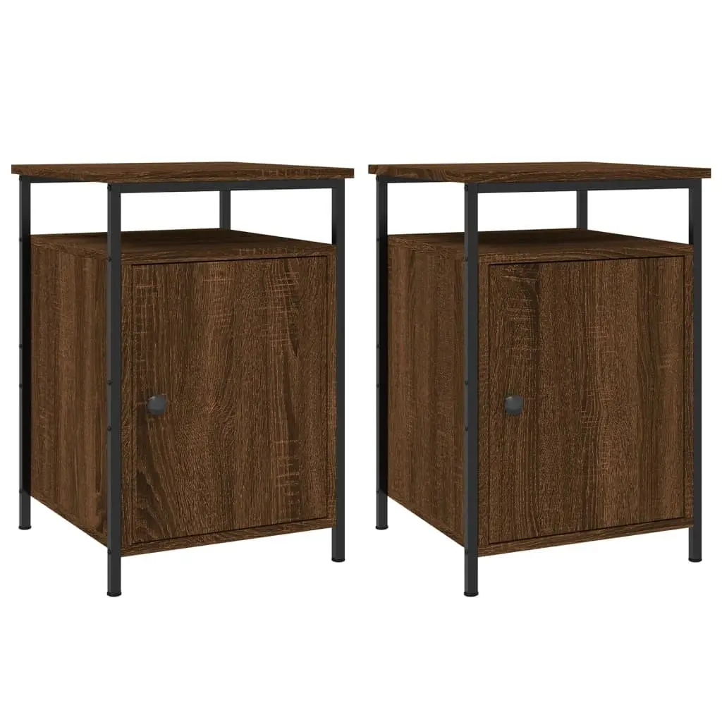 Bedside Cabinets Brown Oak Engineered Wood 40 x 42 x 60 cm 2 Piece