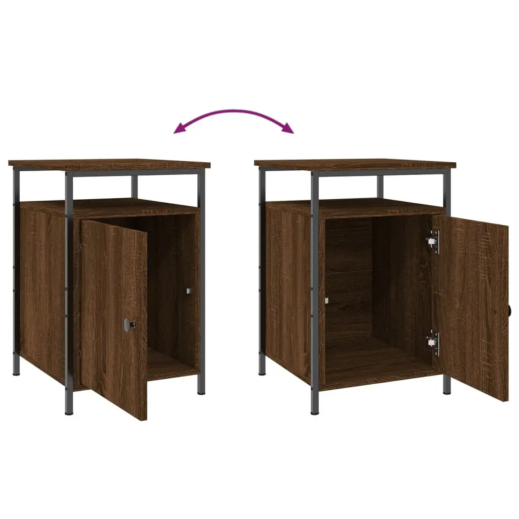 Bedside Cabinets Brown Oak Engineered Wood 40 x 42 x 60 cm 2 Piece
