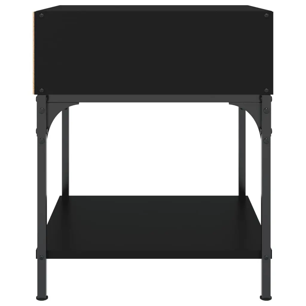 Bedside Tables Black 40x41x50 cm Engineered Wood Iron Frame Storage Cabinet Nightstand Pair