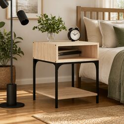 Sonoma Oak Brown Bedside Table with Storage