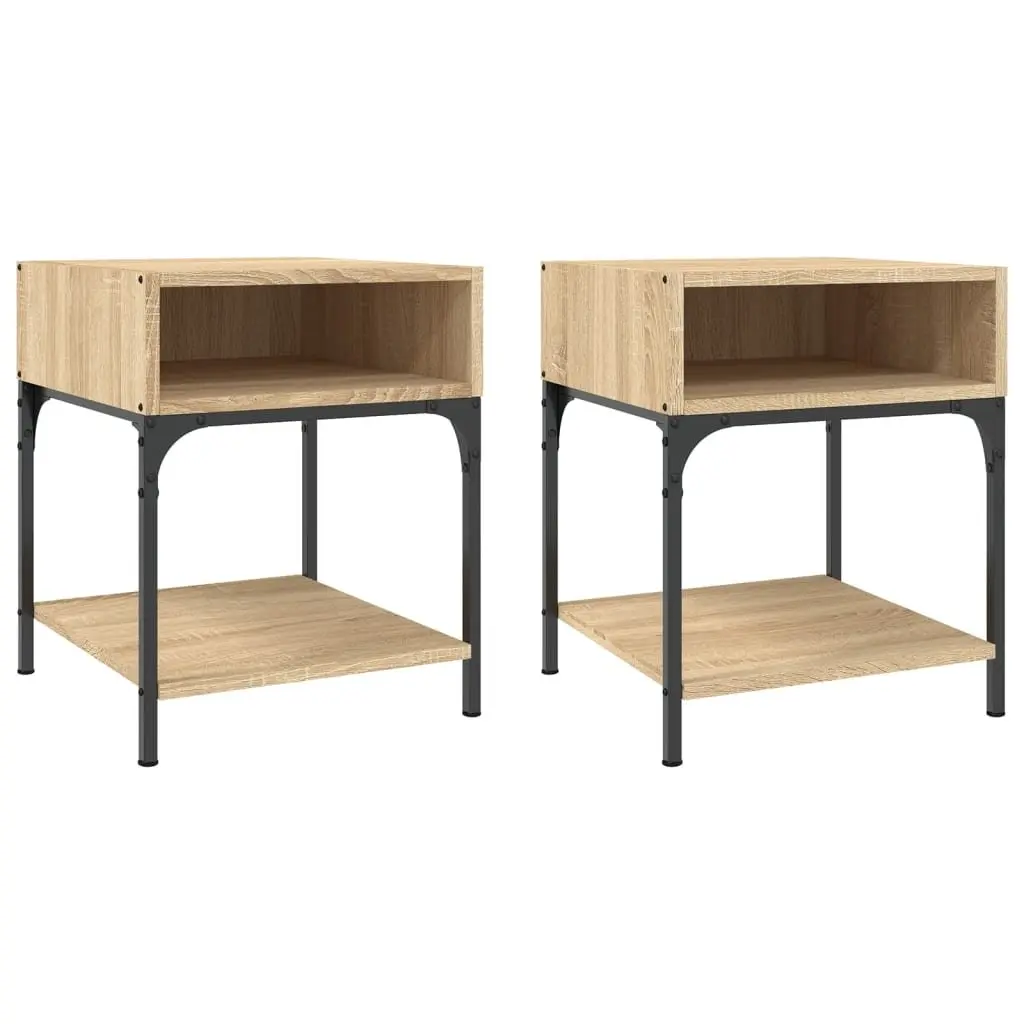 Bedside Tables 2 pcs Brown 40x41x50 cm Engineered Wood Nightstands Storage