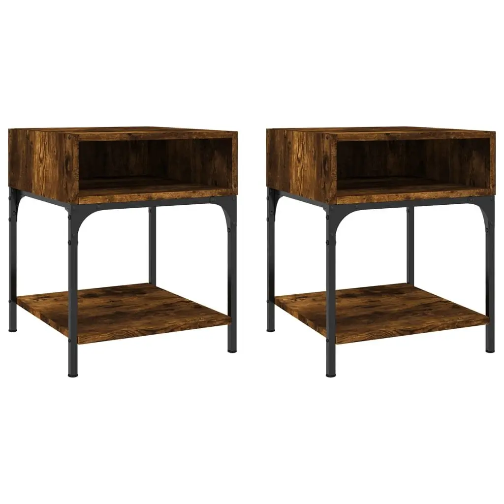 Bedside Tables Brown 40x41x50 cm Engineered Wood Nightstand Cabinet 2 pcs