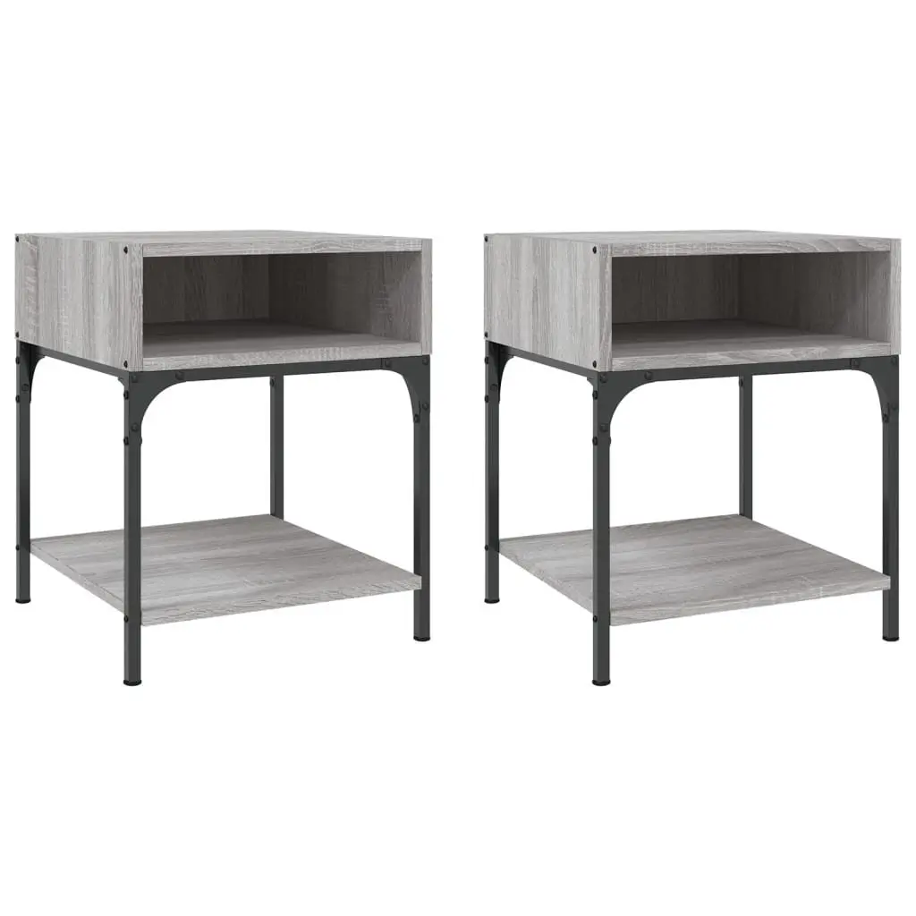 Engineered Wood Nightstands Grey 40x41x50 cm Bedside Tables 2 Piece