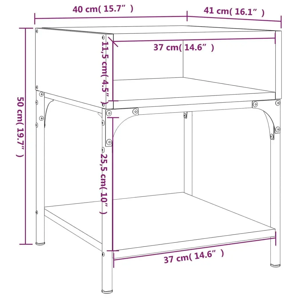Engineered Wood Nightstands Grey 40x41x50 cm Bedside Tables 2 Piece