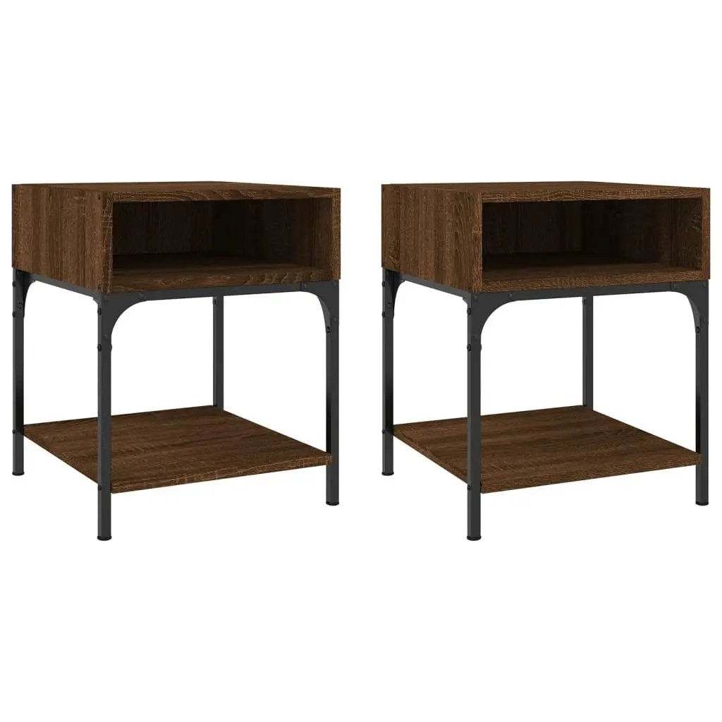 Bedside Tables Brown Oak 40x41x50 cm Engineered Wood Nightstand Storage Cabinet 2 pcs