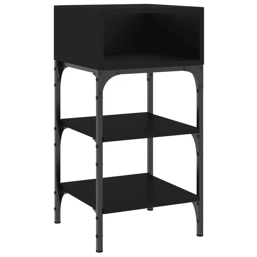 Bedside Table Black 35x34.5x70cm Engineered Wood Nightstand Storage Cabinet