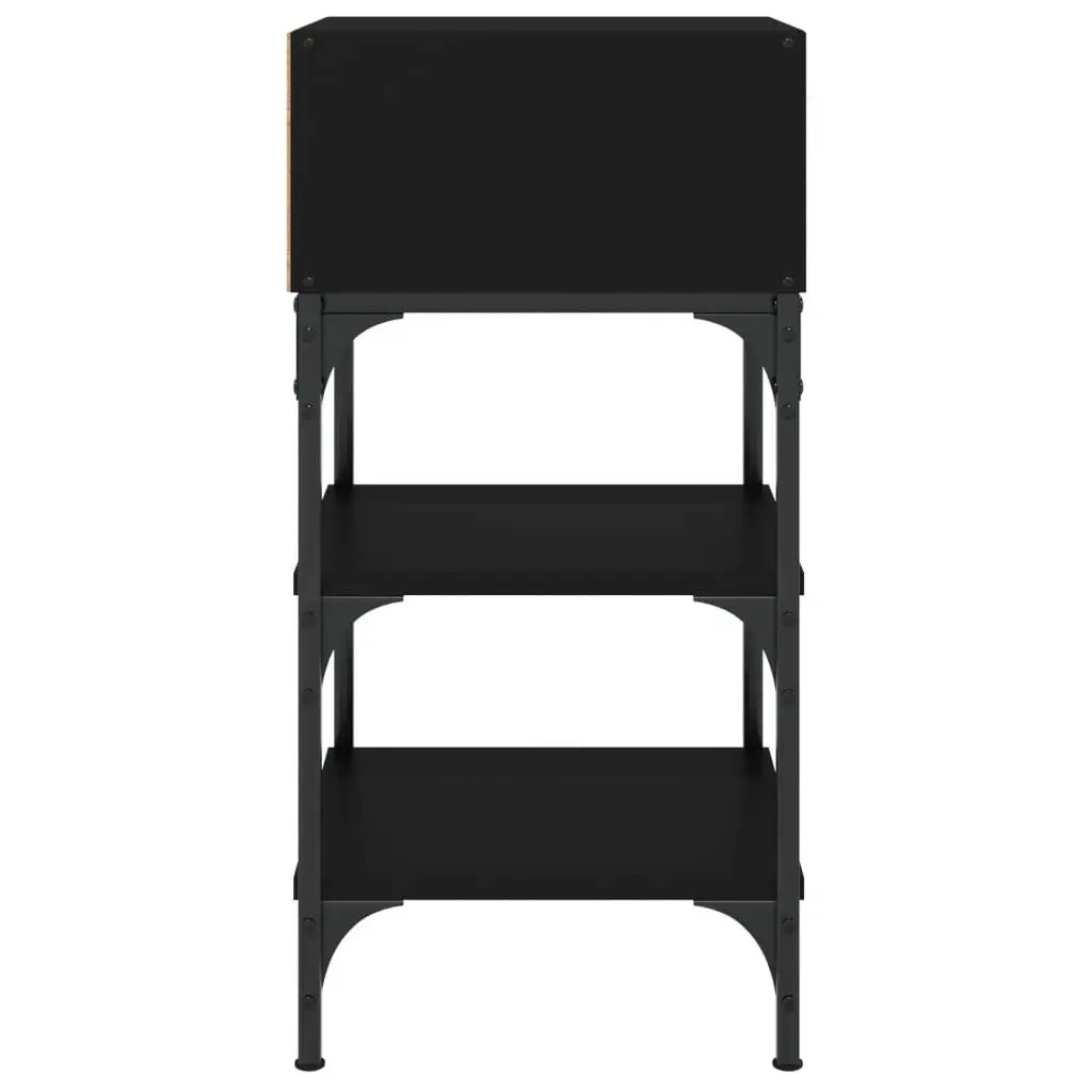 Bedside Table Black 35x34.5x70cm Engineered Wood Nightstand Storage Cabinet