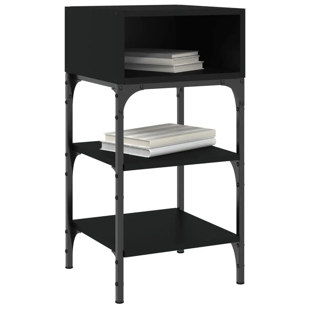 Bedside Table Black 35x34.5x70cm Engineered Wood Nightstand Storage Cabinet