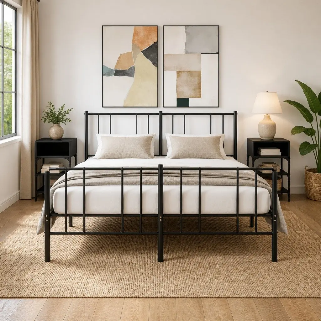 Black Bedside Tables 2 Piece Nightstand Storage 35x34.5x70 cm Engineered Wood