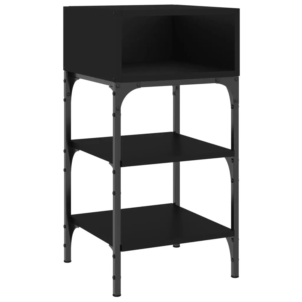 Black Bedside Tables 2 Piece Nightstand Storage 35x34.5x70 cm Engineered Wood