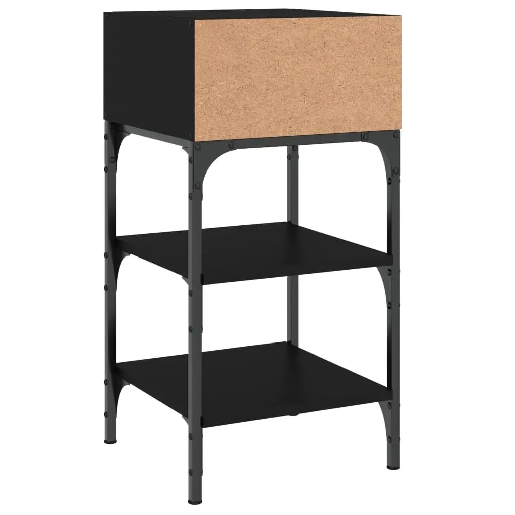 Black Bedside Tables 2 Piece Nightstand Storage 35x34.5x70 cm Engineered Wood